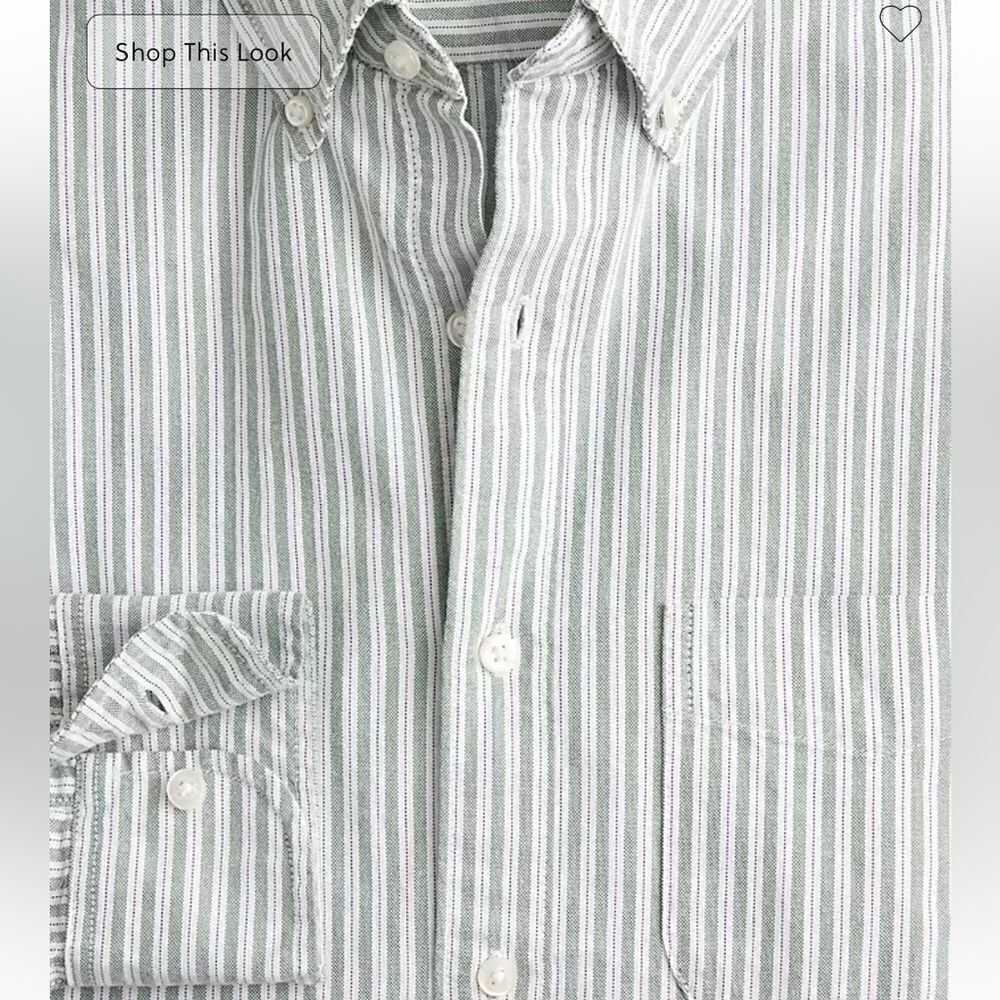 NWT J CREW Broken-in organic cotton oxford shirt in Jack Stripe White Green - Picture 6 of 8